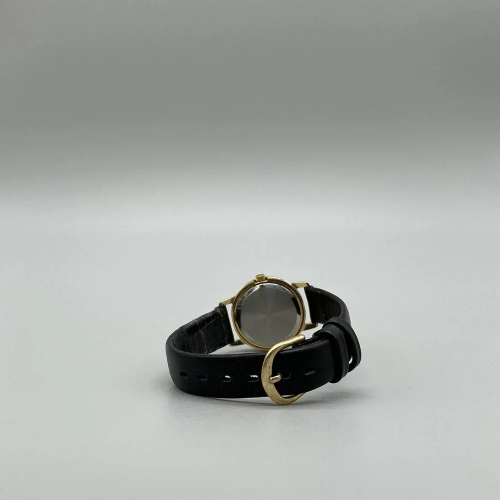 Jennie B Women Watch 24mm White Dial Black Hearts Design Band Gold Tone New Batt